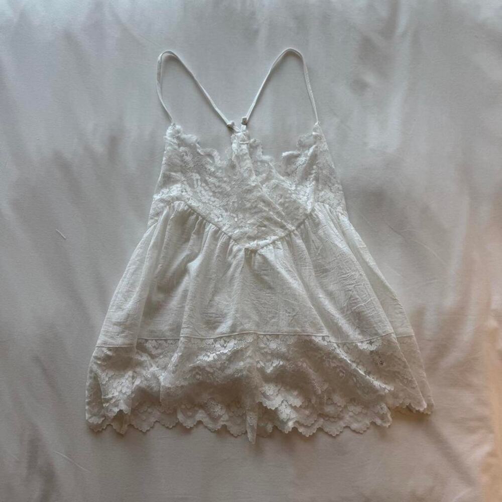 Free people white lace babydoll tank top